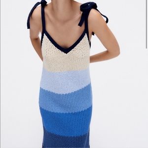 zara knit blue dress